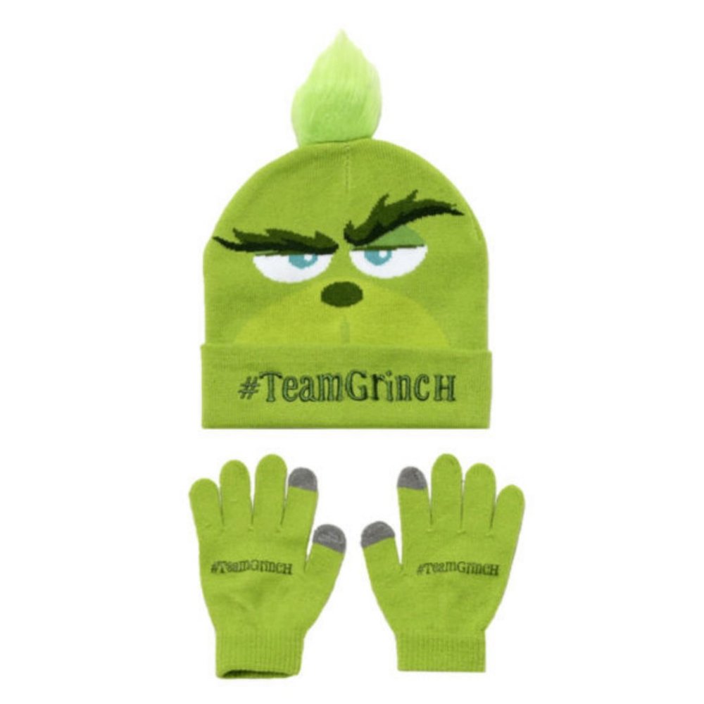 Grinch Boys Beanie and Gloves Set Green Size 4-7 NWT Free Shipping